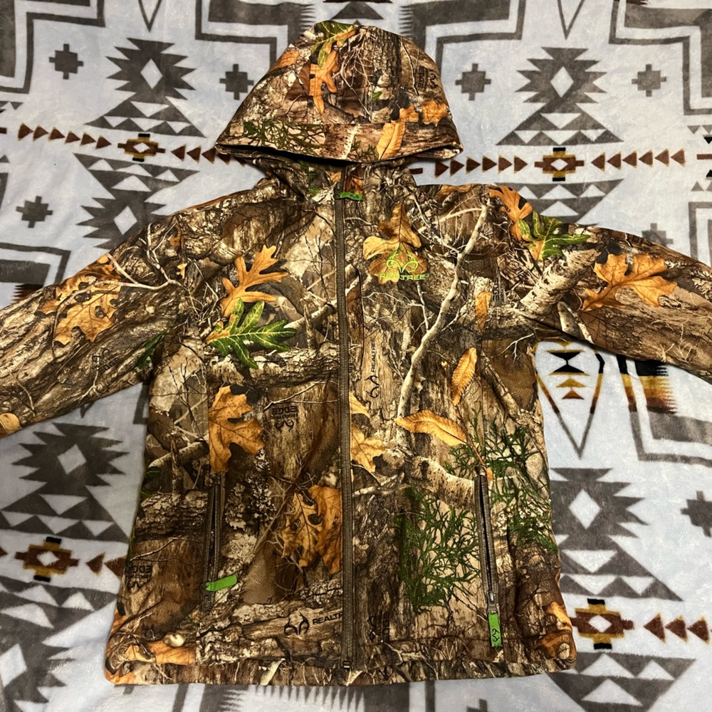 Realtree Camouflage Kids Jacket with Green and Brown Accents